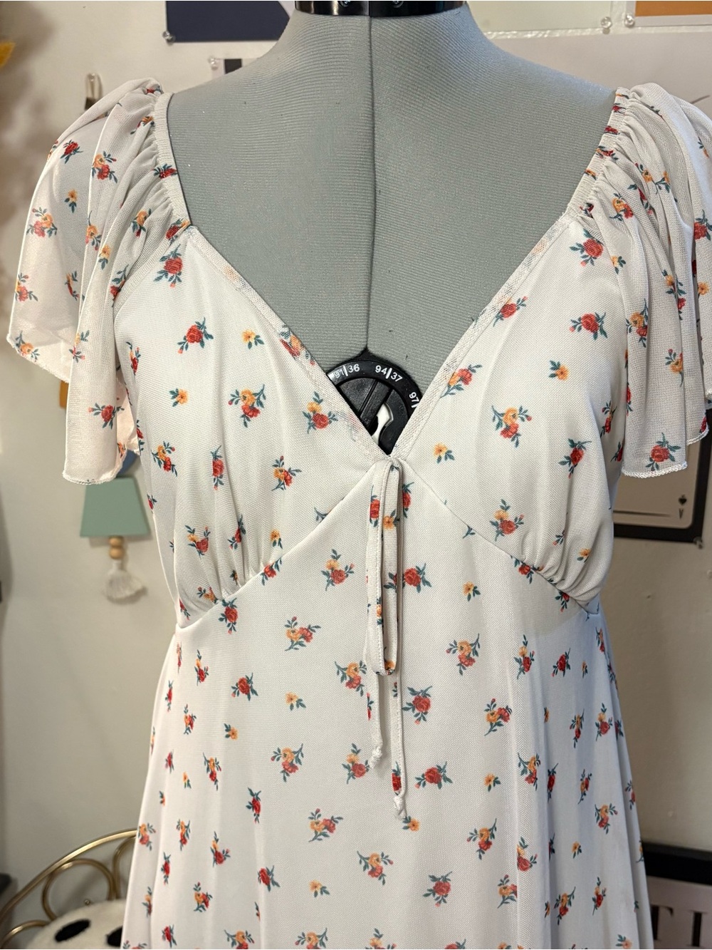 See You Monday Floral Flutter Sleeve Mini Dress Size XL Cottagecore - Picture 2 of 6